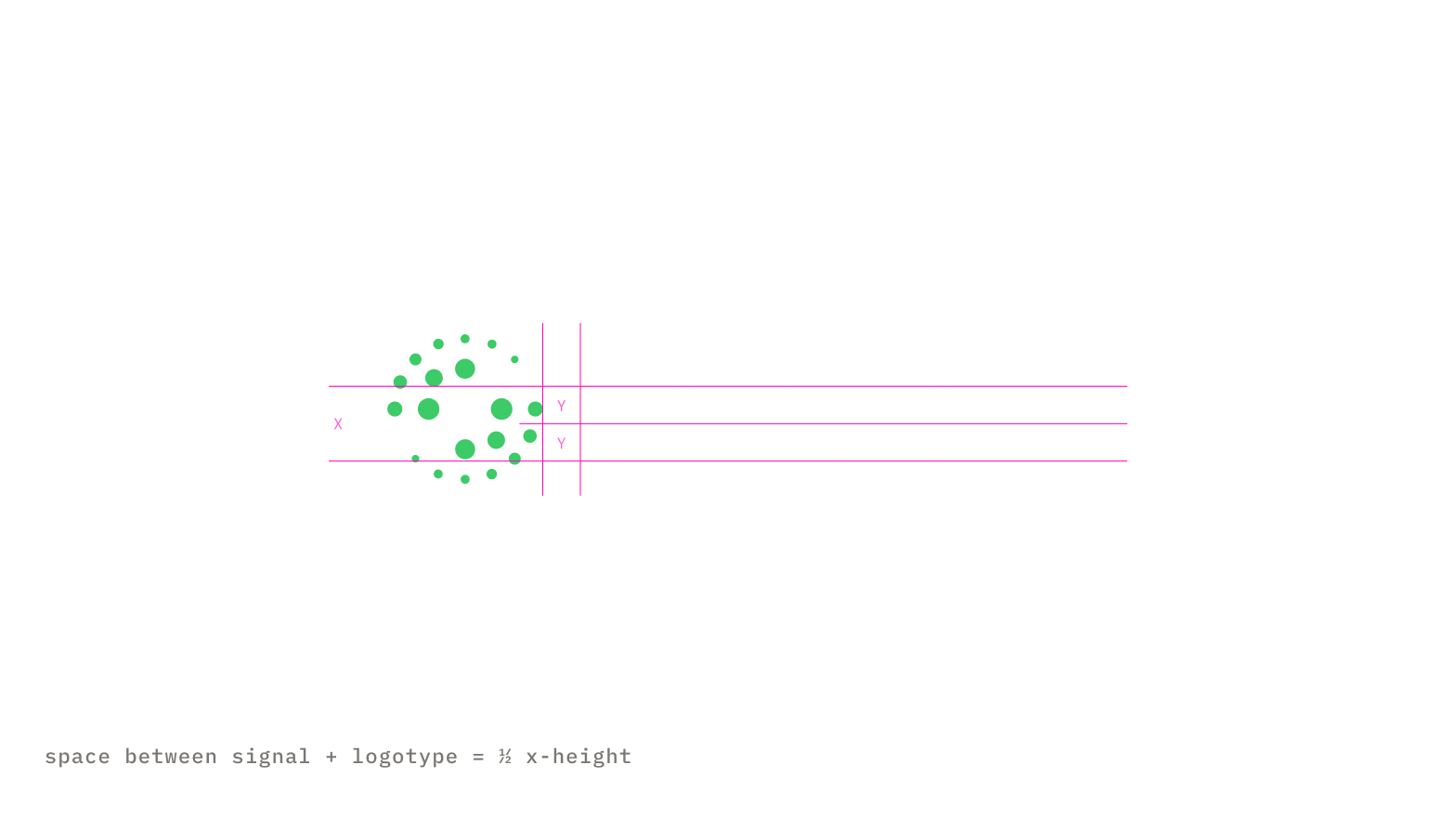 Space between signal and logotype equals half the x-height